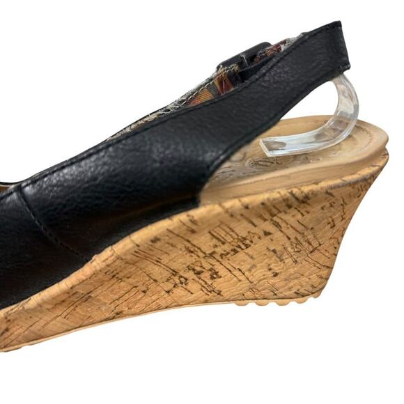 Crocs A-Leigh Leather Black Cork Wedge Slingback Open Toe Sandals Shoes sz 7 - Picture 4 of 16
